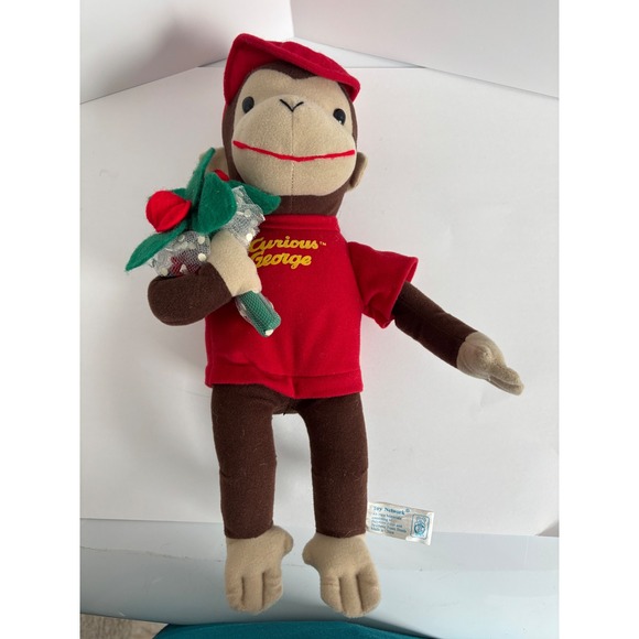 Curious George Plush‎ Toy Monkey with Roses Stuffed Animal - Picture 1 of 3